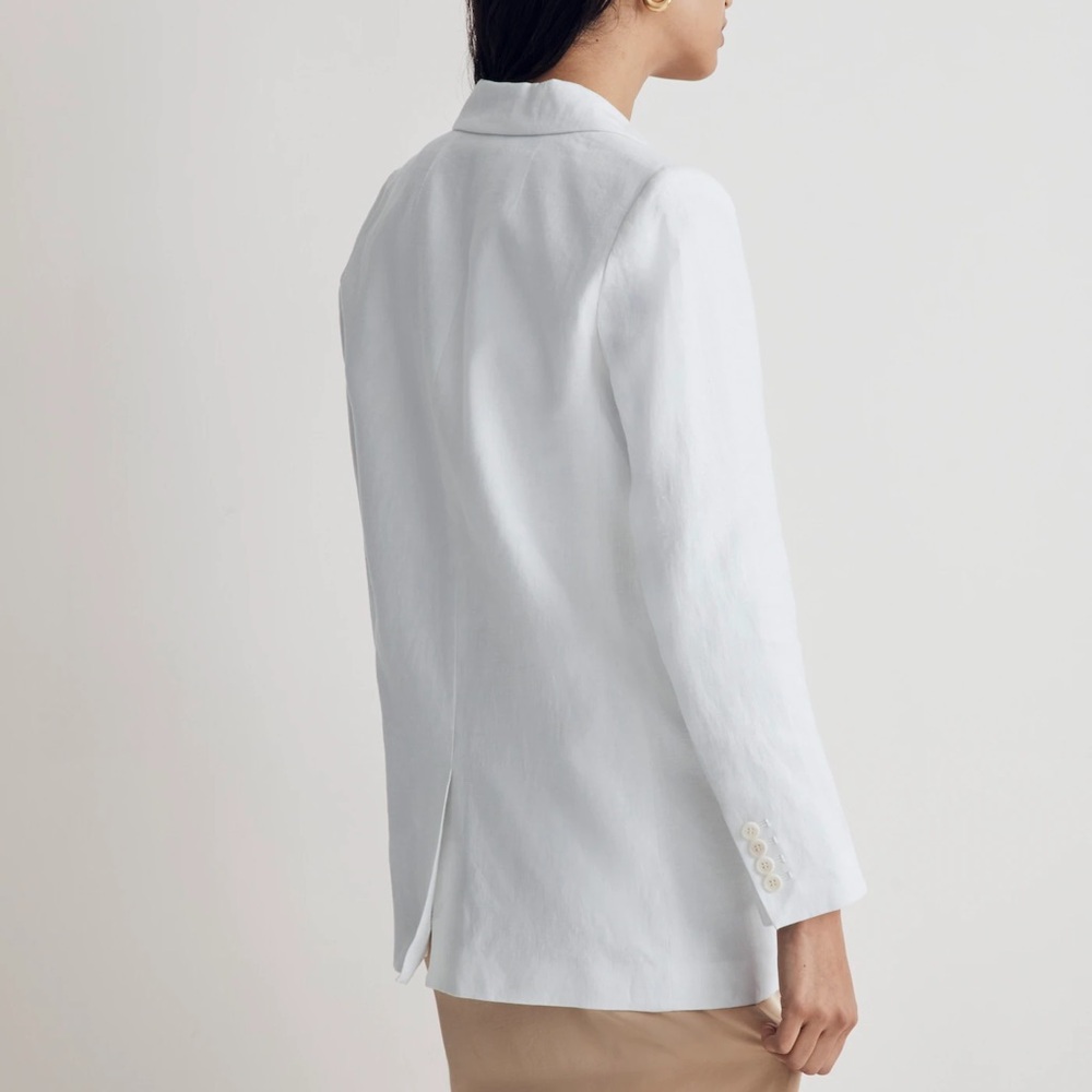 Madewell The Larsen Blazer in 100% Linen White NJ530 Oversized Single Button - Picture 3 of 11